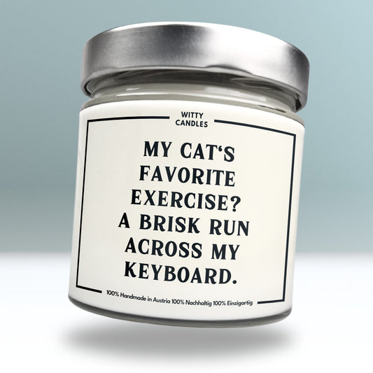 "My cat's favorite exercise? a brisk run across my keyboard."