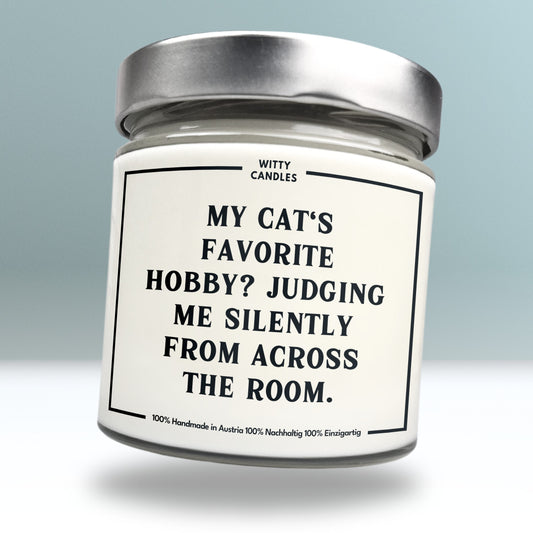 "My cat's favorite hobby? judging me silently from across the room."